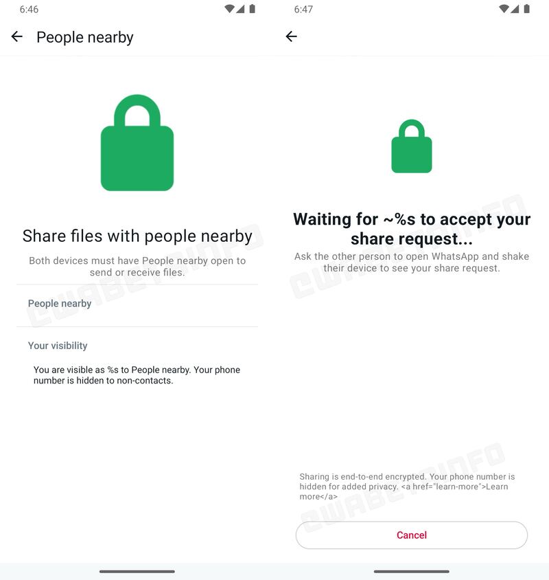 La funzione per lo scambio di file presente nell'ultima beta di WhatsApp