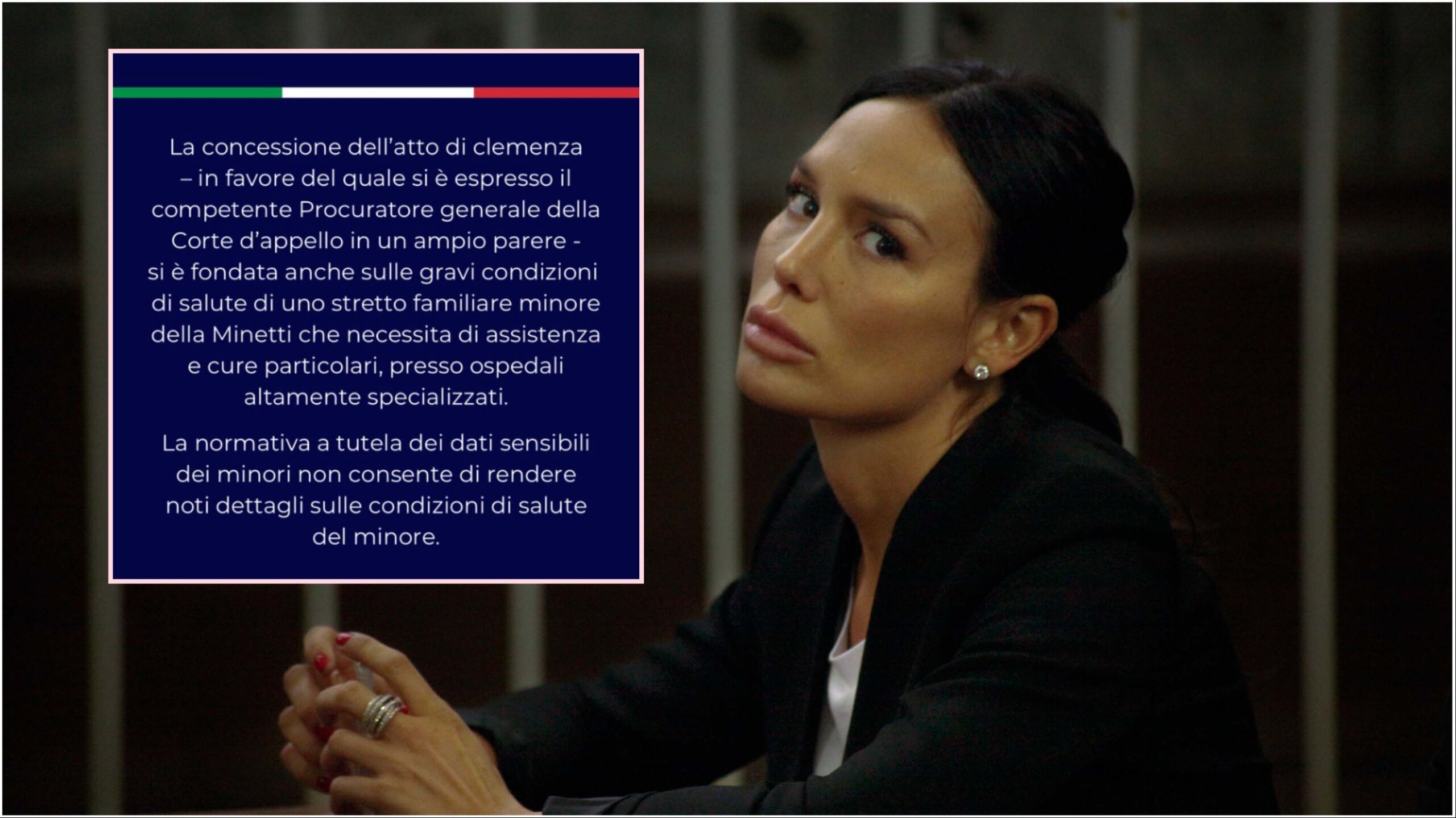 Nicole Minetti graziata dal presidente Mattarella. Il Quirinale: "Gravi condizioni di salute di un parente minore"