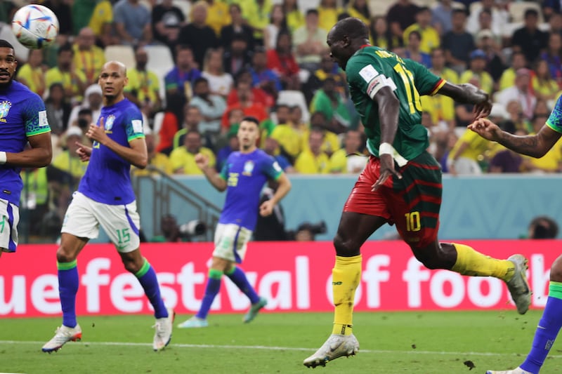 Aboubakar segna l'1-0 in Camerun-Brasile