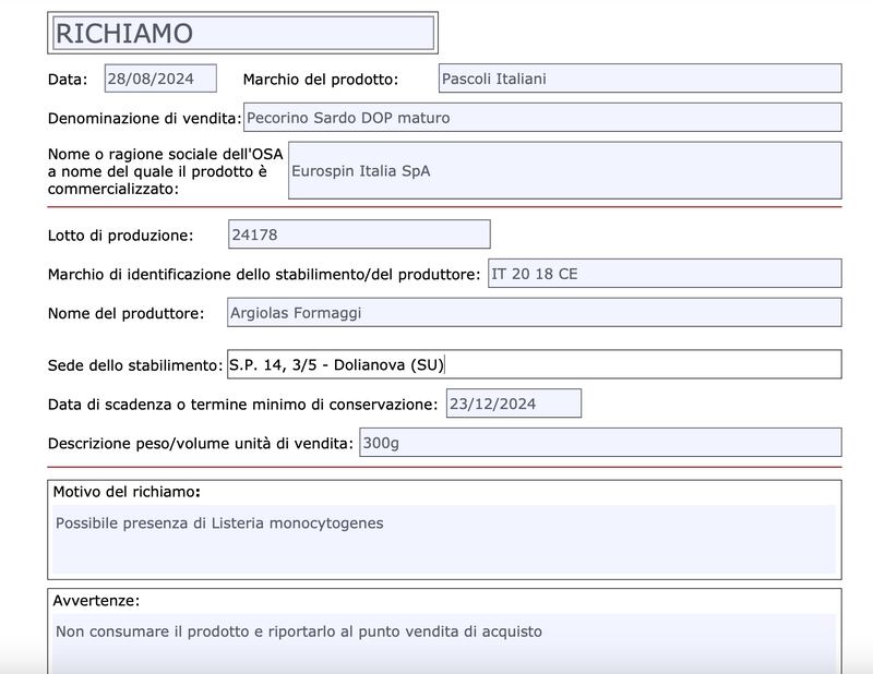 richiamo ministero della Salute