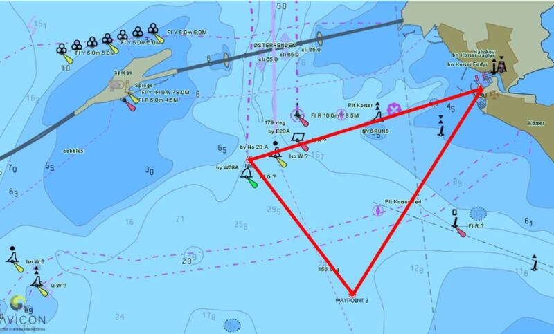 L'area dello stretto chiusa al traffico aereo e marittimo. Fonte: esercito danese