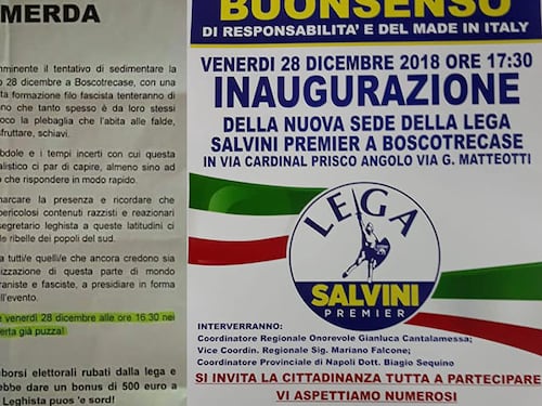 Napoli, minacce e intimidazioni per l’inaugurazione della sede della Lega