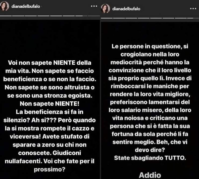 Diana Del Bufalo dichiarazione social