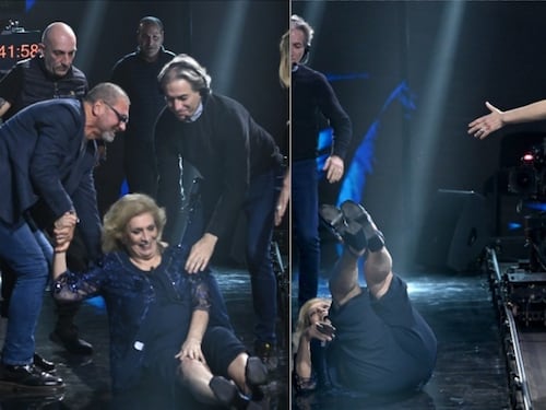 Iva Zanicchi, caduta nello studio di Belve: cosa è successo