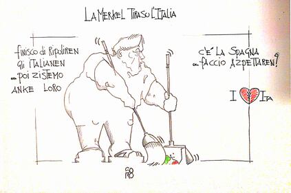 La vignetta del giorno: la Merkel tira su l'Italia 1