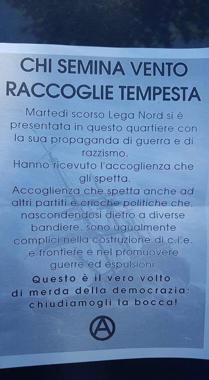 Volantino centri sociali contro Lega Nord2