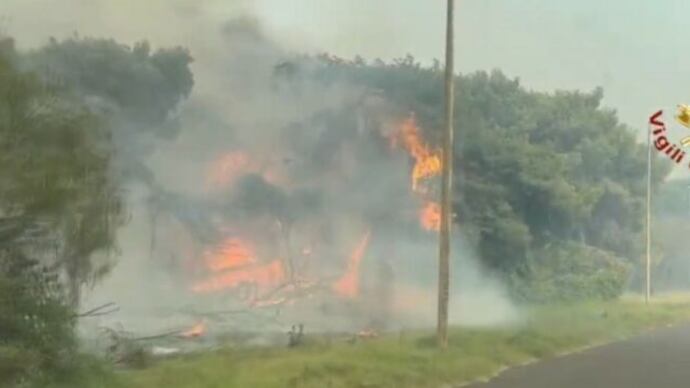 In fiamme il bosco di Baia San Felice, evacuato un villaggio