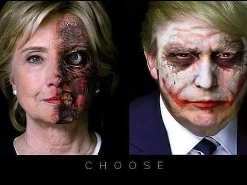 Hillary Clinton e Donald Trump come due criminali di Gotham City