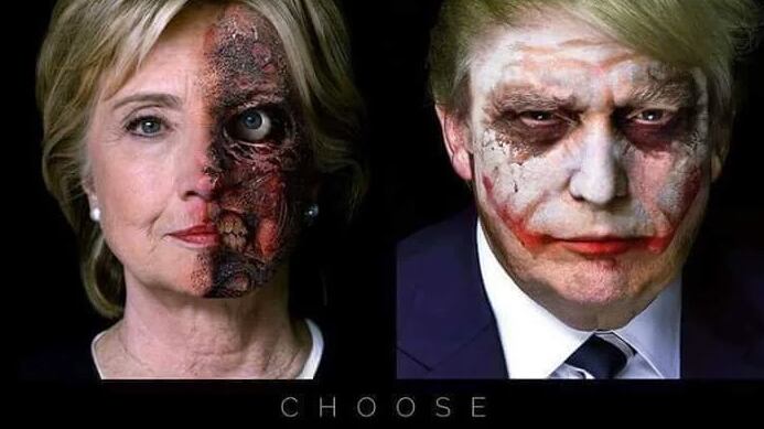 Hillary Clinton e Donald Trump come due criminali di Gotham City