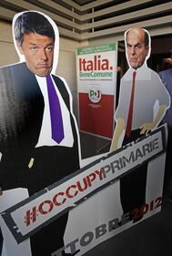 FOTO La protesta di "Occupy primarie" all'assemblea del Pd 2