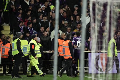 Paura in campo a Firenze, Bove si accascia a terra 10