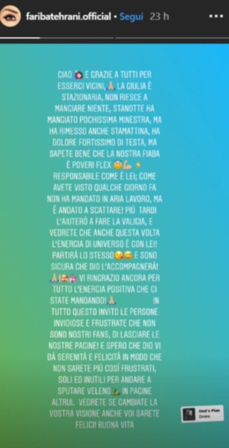 Giulia Salemi sta male