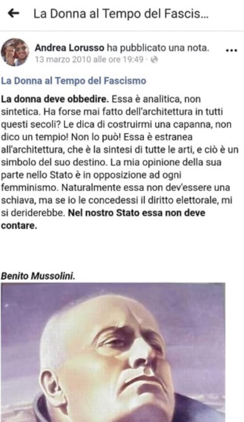 Frase Mussolini Lorusso