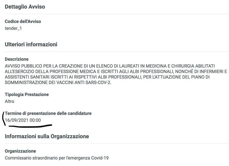 bando vaccinatori