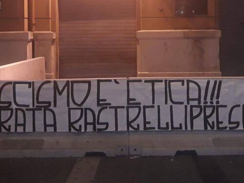 Striscione fascista per l’ex governatore Rastrelli: indaga la Digos