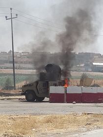 Mosul, veicoli delle forze di sicurezza in fiamme 3