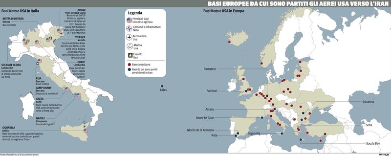 mappa basi usa europa
