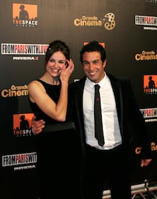 Kasia Smutniak con Pietro Taricone all'anteprima cinematografica del film "From Paris with love" a Roma (14 aprile 2010)