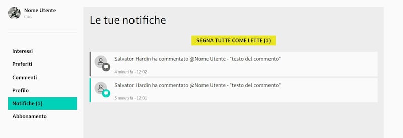 pannello di notifica