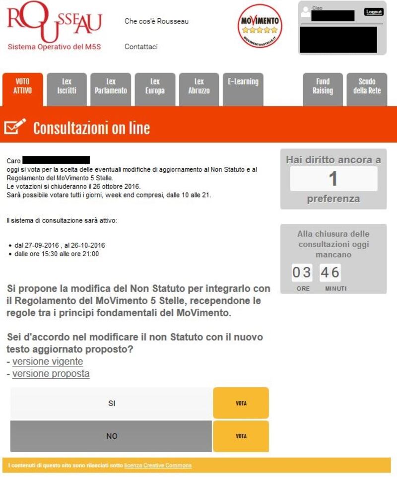 Il M5S vota per la modifica del regolamento 2