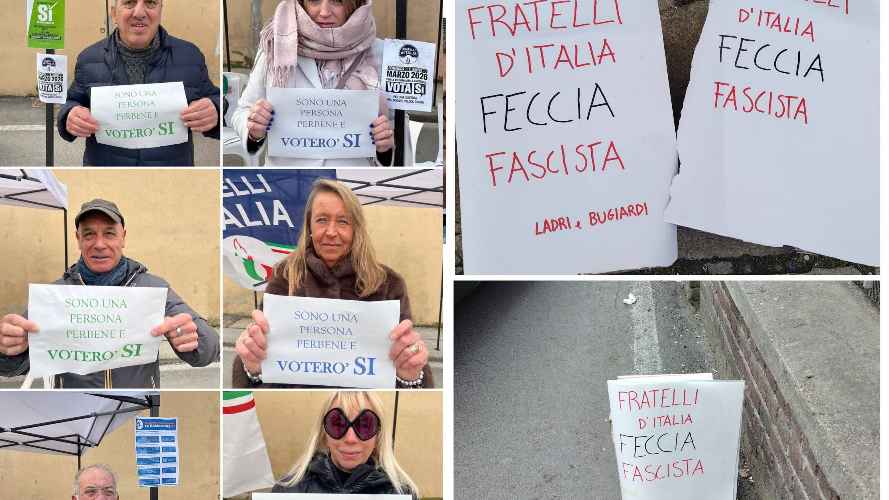 "Feccia fascista, ladri". Gli insulti della sinistra al gazebo per il Sì al referendum
