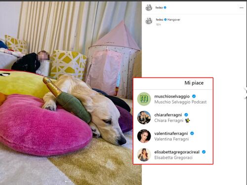 I "Mi Piace" di Chiara Ferragni sui social
