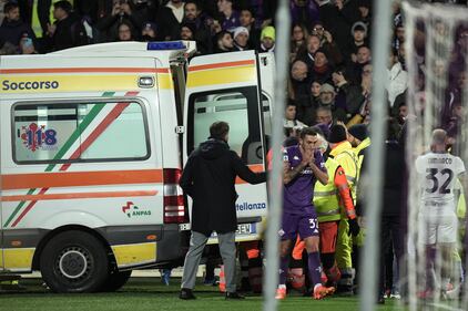 Paura in campo a Firenze, Bove si accascia a terra 12