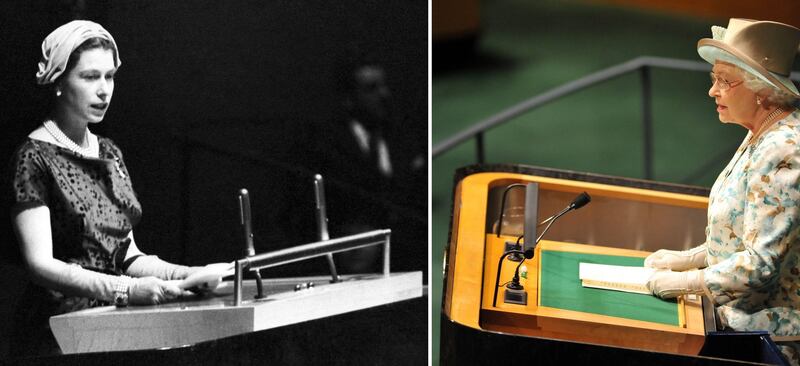 La Regina Elisabetta all'Onu nel 1957 e nel 2010