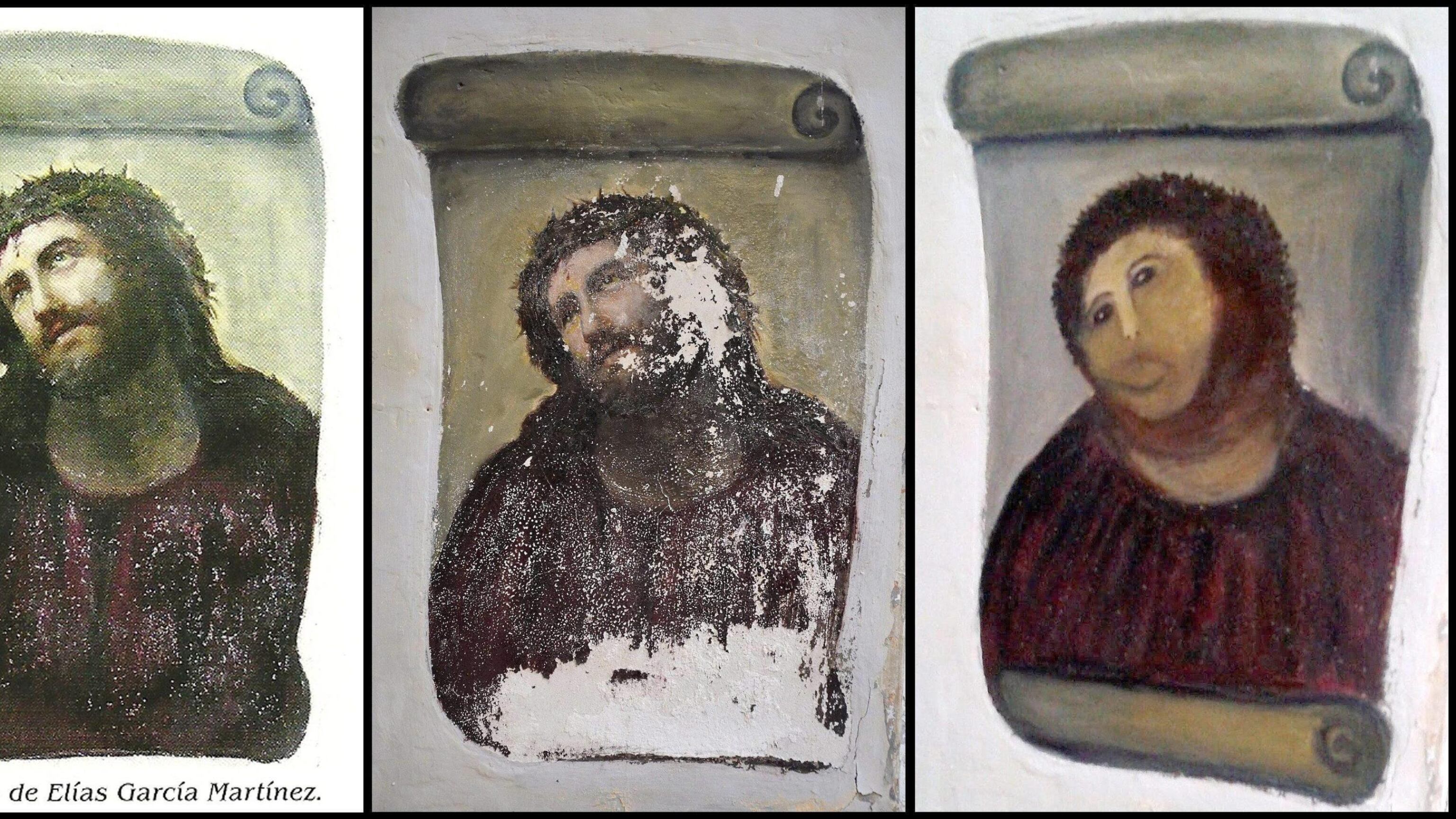 Spagna, restaura un dipinto e sfigura Cristo del XIX secolo