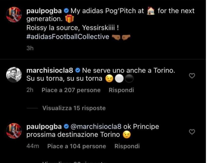 Conversazione social Pogba-Marchisio