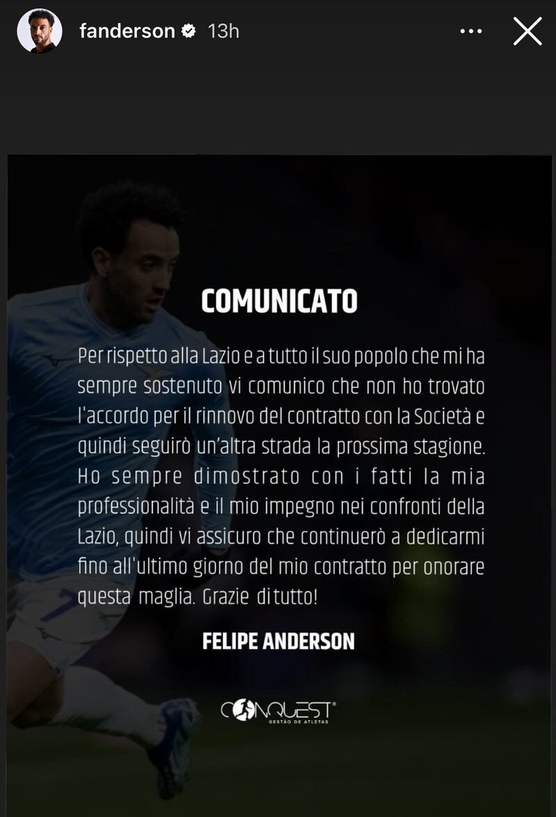 Instagram Felipe Anderson