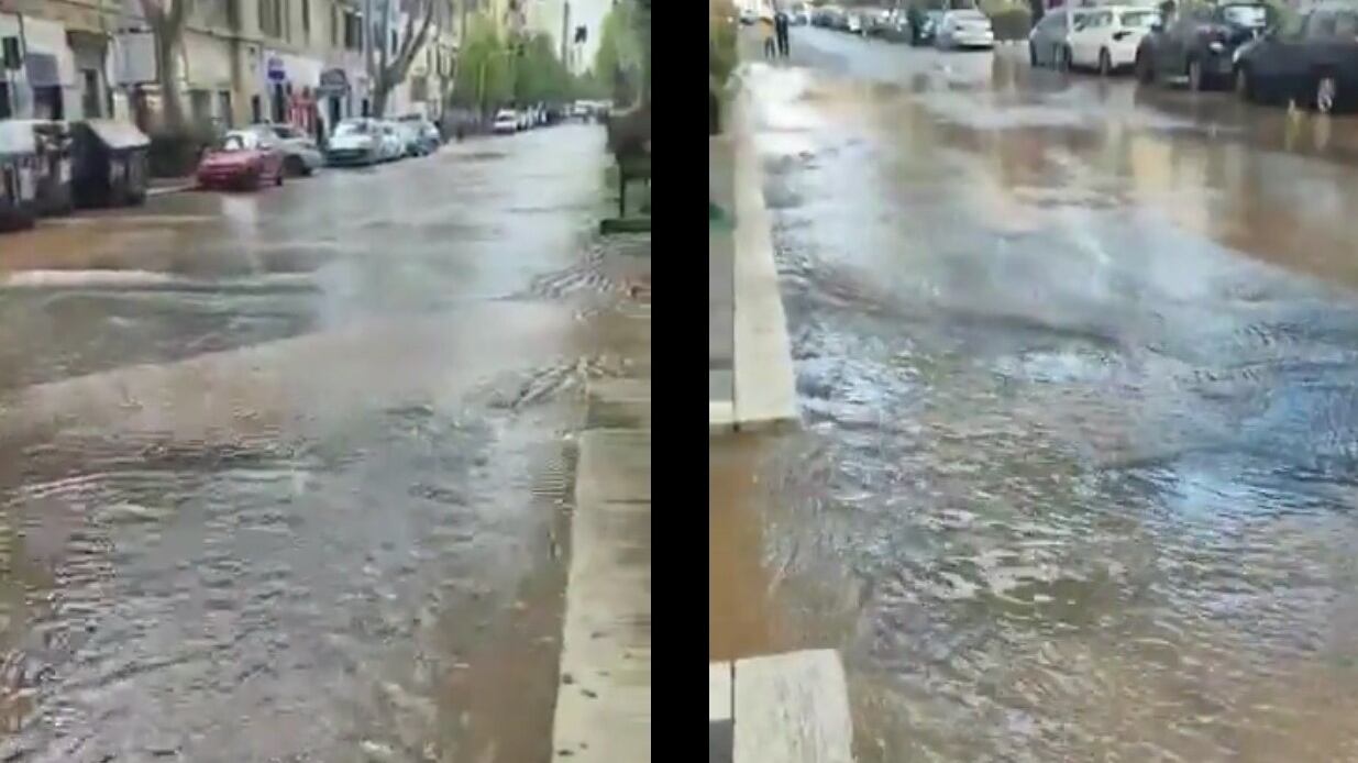 Roma, una via diventa un fiume: cosa è successo