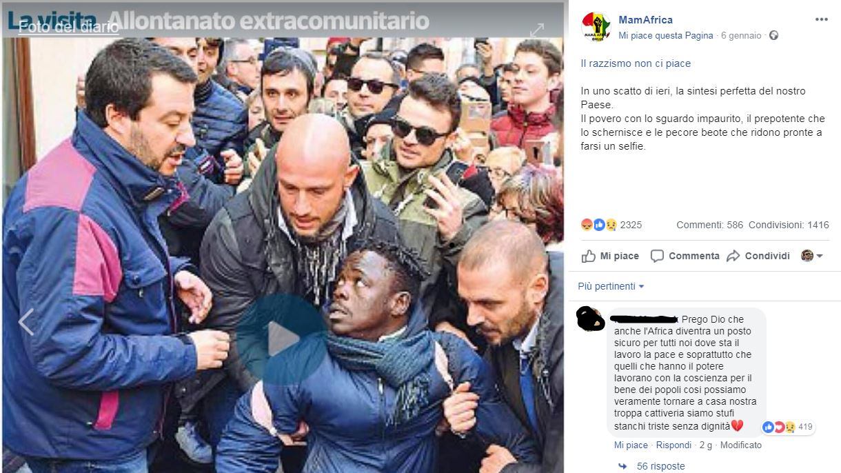 "Salviniani pecore beote". Il post di MamAfrica scatena gli insulti sul ministro