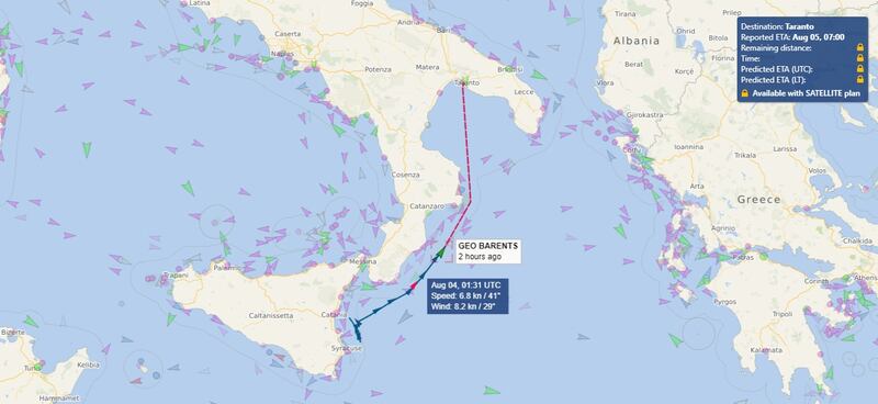 Traccia Geo Barents Taranto