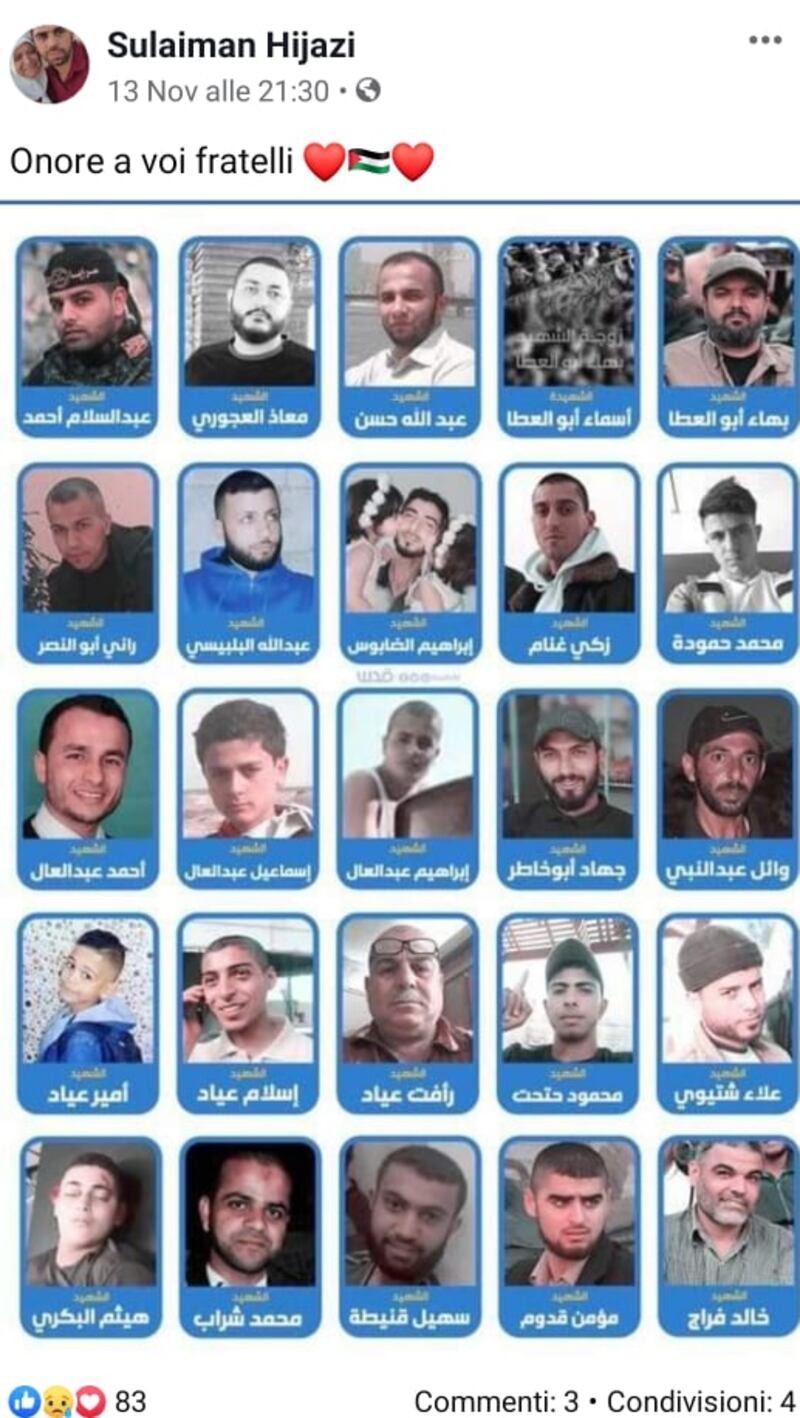 Screenshot sul profilo Facebook di Hijazi 9