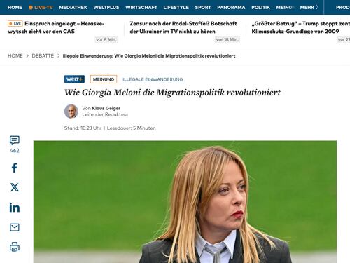 "Rivoluziona la politica europea”. Pure i tedeschi premiano il modello Meloni