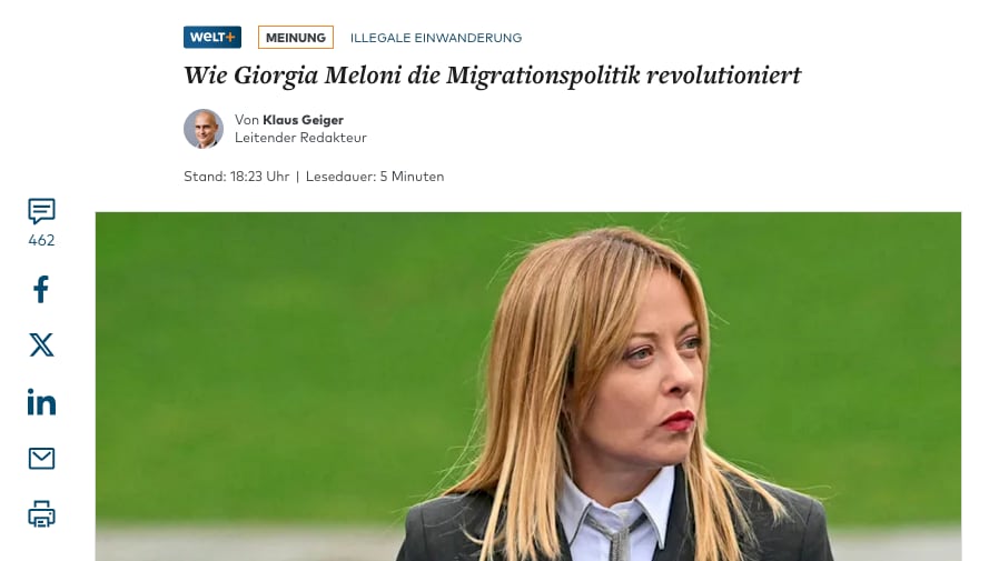 "Rivoluziona la politica europea”. Pure i tedeschi premiano il modello Meloni