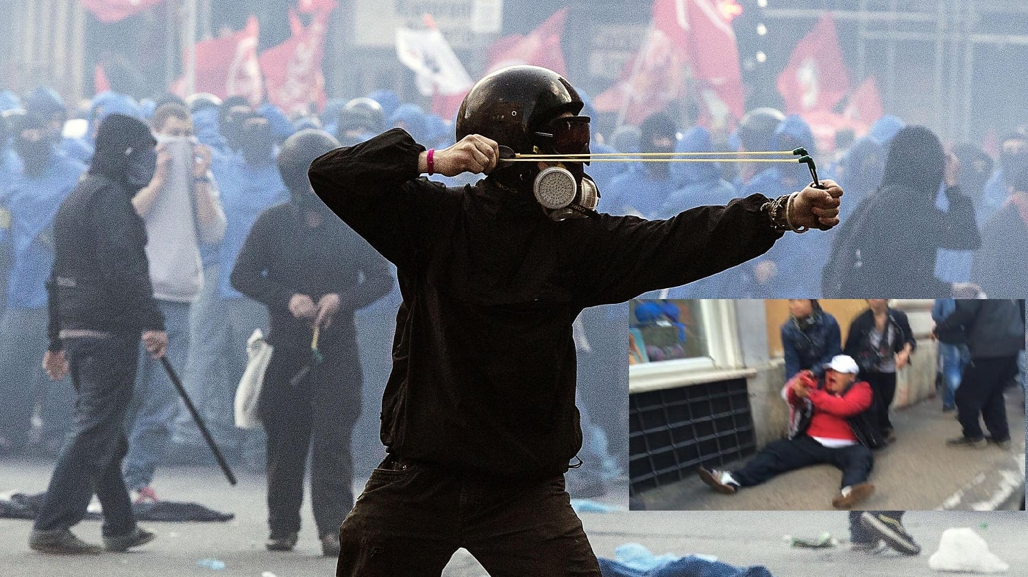 Guerriglia al corteo dei movimenti a Roma