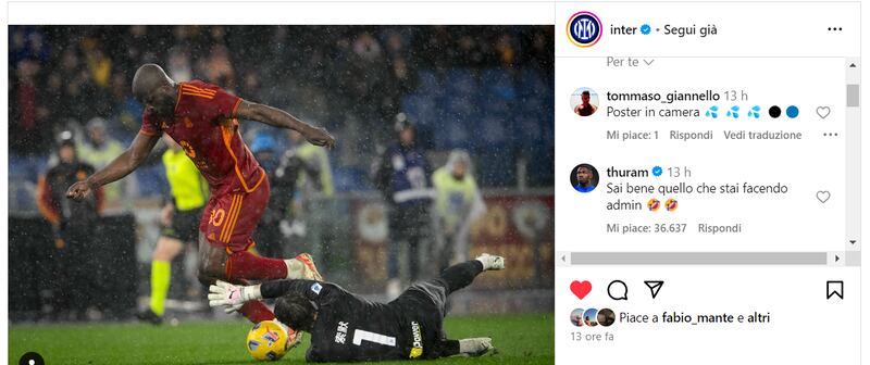 Thuram prende in giro Lukaku