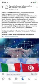Gli screenshot sulla pagina Facebook dell'ambasciata e dell'Aics 2
