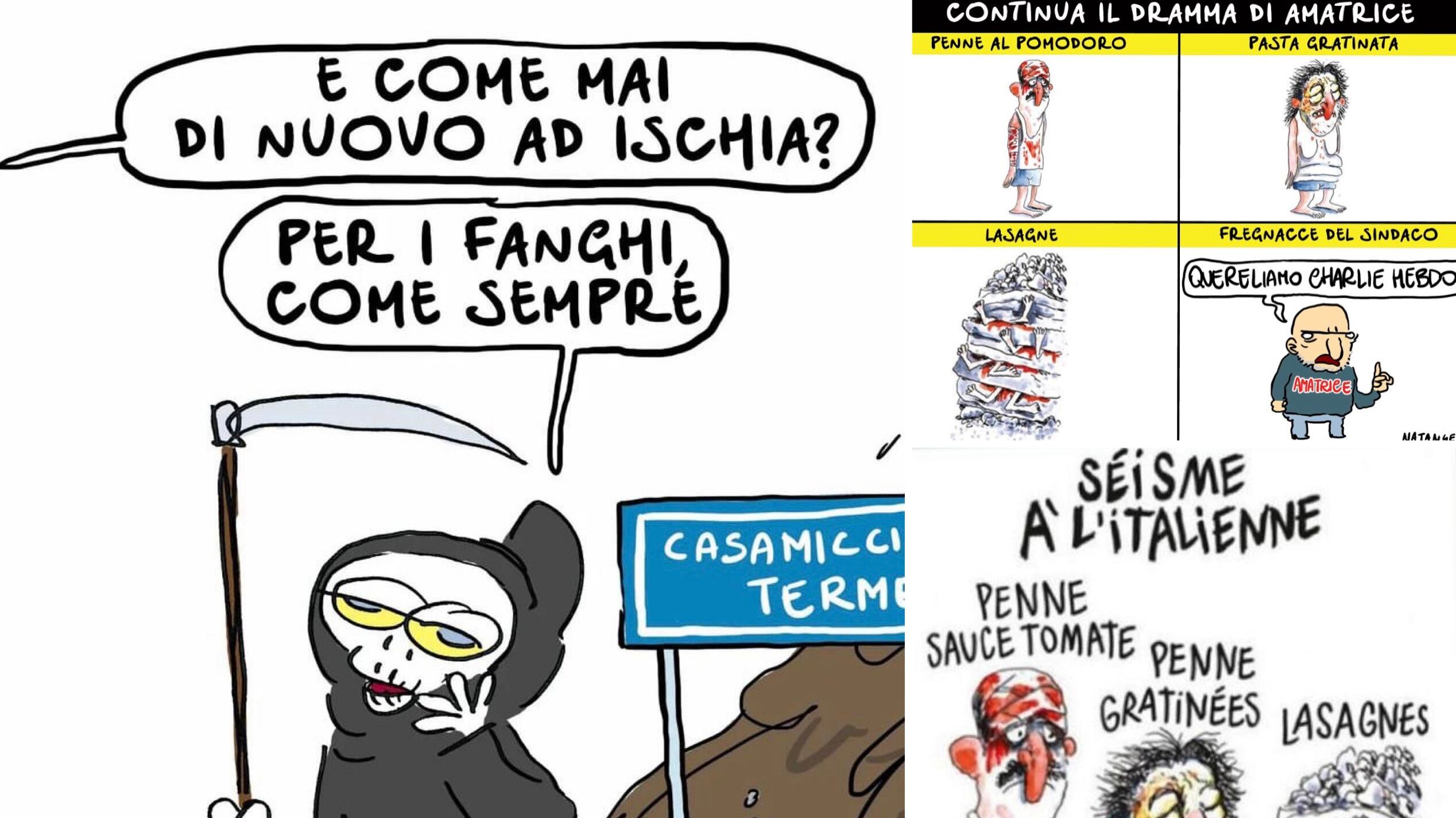 Da Amatrice a Ischia, passando per Lollobrigida: tutte le vignette choc di Natangelo