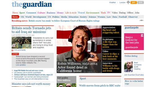 Robin Williams, la notizia sulla stampa estera 1