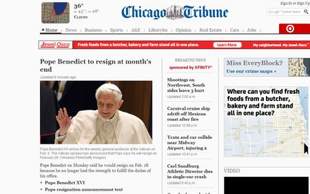 La notizia delle dimissioni del Papa sui giornali esteri 2