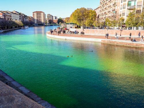 Cop 30, così gli attivisti hanno colorato di verde i Navigli