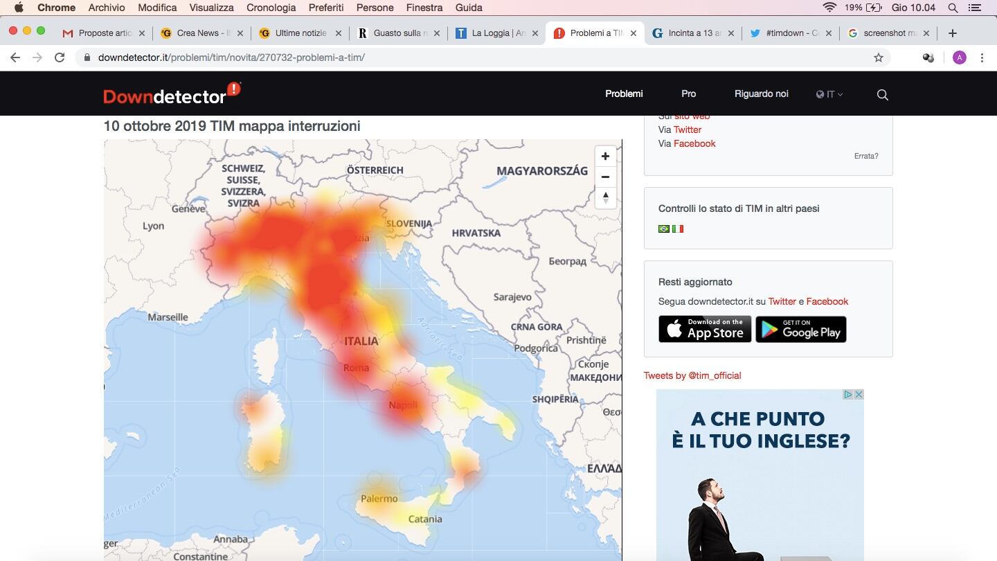 Disservizi sulla rete Tim. Migliaia di segnalazioni in tutta Italia