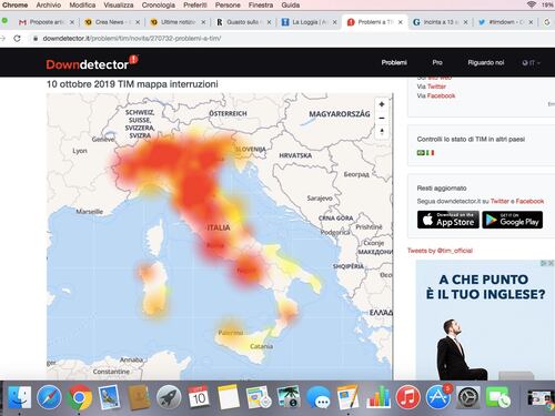 Disservizi sulla rete Tim. Migliaia di segnalazioni in tutta Italia