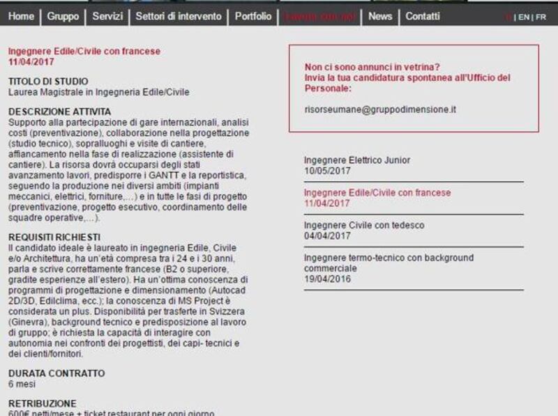 Annuncio Gruppo Dimensione