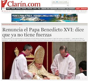 La notizia delle dimissioni del Papa sui giornali esteri 23