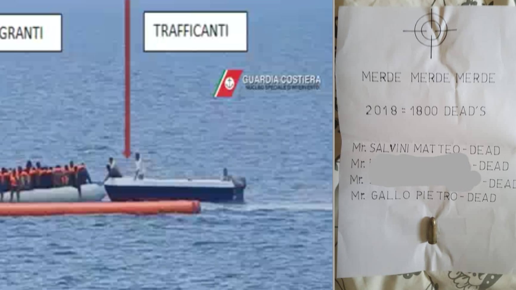 Proiettile e minacce di morte a Salvini e a chi denunciò le Ong