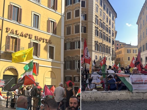 Bandiere di Hezbollah e cori per Hamas al presidio contro il ddl antisemitismo. Tensione tra i manifestanti. Ucei: “Inaccettabile manomettere i fatti”